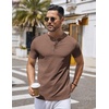 image:imageCOOFANDY Mens Henley Shirts Short Sleeve Casual Stylish Tshirt Lightweight Summer Basic Tee TopsBrown