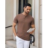 image:imageCOOFANDY Mens Henley Shirts Short Sleeve Casual Stylish Tshirt Lightweight Summer Basic Tee TopsBrown