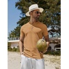 image:imageCOOFANDY Mens Henley Shirts Short Sleeve Casual Stylish Tshirt Lightweight Summer Basic Tee TopsCamel