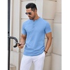image:imageCOOFANDY Mens Henley Shirts Short Sleeve Casual Stylish Tshirt Lightweight Summer Basic Tee TopsClear Blue