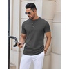 image:imageCOOFANDY Mens Henley Shirts Short Sleeve Casual Stylish Tshirt Lightweight Summer Basic Tee TopsDark Grey