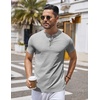 image:imageCOOFANDY Mens Henley Shirts Short Sleeve Casual Stylish Tshirt Lightweight Summer Basic Tee TopsGrey