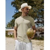 image:imageCOOFANDY Mens Henley Shirts Short Sleeve Casual Stylish Tshirt Lightweight Summer Basic Tee TopsKhaki