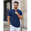 image:imageCOOFANDY Mens Henley Shirts Short Sleeve Casual Stylish Tshirt Lightweight Summer Basic Tee TopsNavy Blue