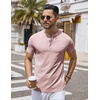 image:imageCOOFANDY Mens Henley Shirts Short Sleeve Casual Stylish Tshirt Lightweight Summer Basic Tee TopsPink