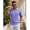 image:imageCOOFANDY Mens Knit Polo Shirts Short Sleeve Ribbed Textured Polo Shirt Lightweight Casual Golf Shirts Collared T ShirtLight Purple