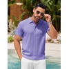 image:imageCOOFANDY Mens Knit Polo Shirts Short Sleeve Ribbed Textured Polo Shirt Lightweight Casual Golf Shirts Collared T ShirtLight Purple