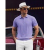 image:imageCOOFANDY Mens Knit Polo Shirts Short Sleeve Ribbed Textured Polo Shirt Lightweight Casual Golf Shirts Collared T ShirtLight Purple