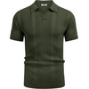 image:imageCOOFANDY Mens Knit Polo Shirts V Neck Textured Polo Shirts Short Sleeve Breathable Polo Casual Collared T Shirt Fashion TopsArmy Green