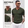 image:imageCOOFANDY Mens Knit Polo Shirts V Neck Textured Polo Shirts Short Sleeve Breathable Polo Casual Collared T Shirt Fashion TopsArmy Green