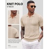 image:imageCOOFANDY Mens Knit Polo Shirts V Neck Textured Polo Shirts Short Sleeve Breathable Polo Casual Collared T Shirt Fashion TopsBchampagne