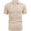 image:imageCOOFANDY Mens Knit Polo Shirts V Neck Textured Polo Shirts Short Sleeve Breathable Polo Casual Collared T Shirt Fashion TopsBchampagne