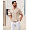 image:imageCOOFANDY Mens Knit Polo Shirts V Neck Textured Polo Shirts Short Sleeve Breathable Polo Casual Collared T Shirt Fashion TopsBchampagne