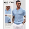 image:imageCOOFANDY Mens Knit Polo Shirts V Neck Textured Polo Shirts Short Sleeve Breathable Polo Casual Collared T Shirt Fashion TopsBlight Blue