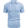 image:imageCOOFANDY Mens Knit Polo Shirts V Neck Textured Polo Shirts Short Sleeve Breathable Polo Casual Collared T Shirt Fashion TopsBlight Blue