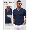 image:imageCOOFANDY Mens Knit Polo Shirts V Neck Textured Polo Shirts Short Sleeve Breathable Polo Casual Collared T Shirt Fashion TopsBnavy Blue