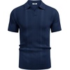 image:imageCOOFANDY Mens Knit Polo Shirts V Neck Textured Polo Shirts Short Sleeve Breathable Polo Casual Collared T Shirt Fashion TopsBnavy Blue