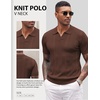 image:imageCOOFANDY Mens Knit Polo Shirts V Neck Textured Polo Shirts Short Sleeve Breathable Polo Casual Collared T Shirt Fashion TopsBrown