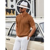 image:imageCOOFANDY Mens Knit Polo Shirts V Neck Textured Polo Shirts Short Sleeve Breathable Polo Casual Collared T Shirt Fashion TopsCaramel