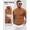 image:imageCOOFANDY Mens Knit Polo Shirts V Neck Textured Polo Shirts Short Sleeve Breathable Polo Casual Collared T Shirt Fashion TopsCaramel