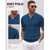 image:imageCOOFANDY Mens Knit Polo Shirts V Neck Textured Polo Shirts Short Sleeve Breathable Polo Casual Collared T Shirt Fashion TopsDemin Blue