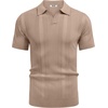 image:imageCOOFANDY Mens Knit Polo Shirts V Neck Textured Polo Shirts Short Sleeve Breathable Polo Casual Collared T Shirt Fashion TopsKhaki