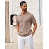 image:imageCOOFANDY Mens Knit Polo Shirts V Neck Textured Polo Shirts Short Sleeve Breathable Polo Casual Collared T Shirt Fashion TopsKhaki