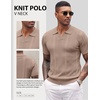 image:imageCOOFANDY Mens Knit Polo Shirts V Neck Textured Polo Shirts Short Sleeve Breathable Polo Casual Collared T Shirt Fashion TopsKhaki