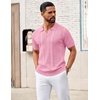 image:imageCOOFANDY Mens Knit Polo Shirts V Neck Textured Polo Shirts Short Sleeve Breathable Polo Casual Collared T Shirt Fashion TopsPink