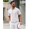 image:imageCOOFANDY Mens Knit Polo Shirts V Neck Textured Polo Shirts Short Sleeve Breathable Polo Casual Collared T Shirt Fashion TopsWhite