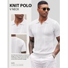 image:imageCOOFANDY Mens Knit Polo Shirts V Neck Textured Polo Shirts Short Sleeve Breathable Polo Casual Collared T Shirt Fashion TopsWhite