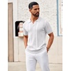 image:imageCOOFANDY Mens Knit Polo Shirts V Neck Textured Polo Shirts Short Sleeve Breathable Polo Casual Collared T Shirt Fashion TopsWhite
