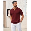 image:imageCOOFANDY Mens Knit Polo Shirts V Neck Textured Polo Shirts Short Sleeve Breathable Polo Casual Collared T Shirt Fashion TopsWine Red