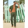 image:imageCOOFANDY Mens Linen Sets 2 Piece Beach Outfit Casual Short Sleeve Button Down Shirts Loose Pants Summer Vacation OutfitsArmy Green