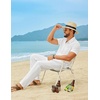 image:imageCOOFANDY Mens Linen Sets 2 Piece Beach Outfit Casual Short Sleeve Button Down Shirts Loose Pants Summer Vacation OutfitsAwhite