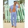 image:imageCOOFANDY Mens Linen Sets 2 Piece Beach Outfit Casual Short Sleeve Button Down Shirts Loose Pants Summer Vacation OutfitsLight Blue