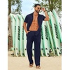 image:imageCOOFANDY Mens Linen Sets 2 Piece Beach Outfit Casual Short Sleeve Button Down Shirts Loose Pants Summer Vacation OutfitsNavy Blue