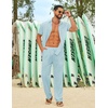 image:imageCOOFANDY Mens Linen Sets 2 Piece Beach Outfit Casual Short Sleeve Button Down Shirts Loose Pants Summer Vacation OutfitsSky Blue