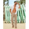 image:imageCOOFANDY Mens Linen Sets 2 Piece Beach Outfit Casual Short Sleeve Button Down Shirts Loose Pants Summer Vacation OutfitsWhite ShirtKhaki Pants