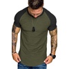 image:imageCOOFANDY Mens Muscle TShirt Pleated Raglan Sleeve Bodybuilding Gym Tee Short Sleeve Fashion Workout Shirts Hipster ShirtPattern3 Army Green  Black
