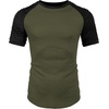 image:imageCOOFANDY Mens Muscle TShirt Pleated Raglan Sleeve Bodybuilding Gym Tee Short Sleeve Fashion Workout Shirts Hipster ShirtPattern3 Army Green  Black
