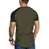 image:imageCOOFANDY Mens Muscle TShirt Pleated Raglan Sleeve Bodybuilding Gym Tee Short Sleeve Fashion Workout Shirts Hipster ShirtPattern3 Army Green  Black