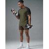 image:imageCOOFANDY Mens Muscle TShirt Pleated Raglan Sleeve Bodybuilding Gym Tee Short Sleeve Fashion Workout Shirts Hipster ShirtPattern3 Army Green  Black