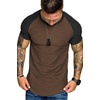 image:imageCOOFANDY Mens Muscle TShirt Pleated Raglan Sleeve Bodybuilding Gym Tee Short Sleeve Fashion Workout Shirts Hipster ShirtPattern3 Brown  Black