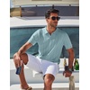 image:imageCOOFANDY Mens Polo Shirts Short Sleeve V Neck Knit Shirts for Men Casual Old Money Clothes Mens Golf ShirtLight Green