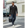 image:imageCOOFANDY Mens Quarter Zip Pullover Lightweight Textured Sweatshirt Long Sleeve Casual Mock Neck Polo ShirtsAll Black