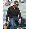 image:imageCOOFANDY Mens Quarter Zip Pullover Lightweight Textured Sweatshirt Long Sleeve Casual Mock Neck Polo ShirtsAll Black