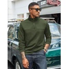 image:imageCOOFANDY Mens Quarter Zip Pullover Lightweight Textured Sweatshirt Long Sleeve Casual Mock Neck Polo ShirtsArmy Green