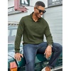 image:imageCOOFANDY Mens Quarter Zip Pullover Lightweight Textured Sweatshirt Long Sleeve Casual Mock Neck Polo ShirtsArmy Green