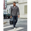 image:imageCOOFANDY Mens Quarter Zip Pullover Lightweight Textured Sweatshirt Long Sleeve Casual Mock Neck Polo ShirtsDark Grey